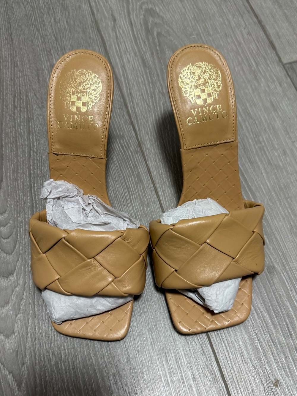 Sz 7.5 Vince Camuto Women's Woven Slide Sandals in Tan